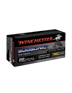 Munición metálica Winchester 22 LR  -  Subsonic Max 42 Hollow Point  -  42 grains