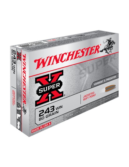 Munición metálica Winchester 243 Win  -  Power - Point  -  80 grains