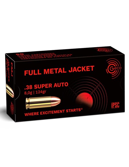 Munición metálica Geco Pistola .38 Super Auto - FMJ - 123 grains