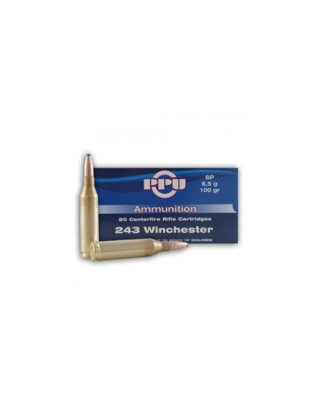 Munición PPU 243 Win - 100 grains  -  SP