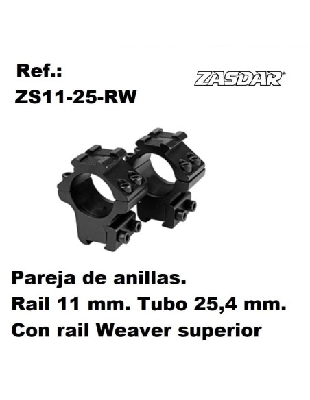 Monturas Zasdar Altura Media con rail superior Weaver   �25 mm / rail 9 - 11 mm