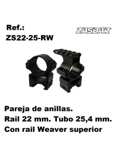 Monturas Zasdar Altura Media  �25 mm - con rail Weaver superior - p/ 21 mm (Weaver o Picatiny)