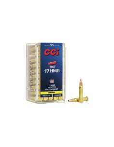 Munición metálica CCI Tnt  -  17 Hmr  -  17 grains  -  JHP