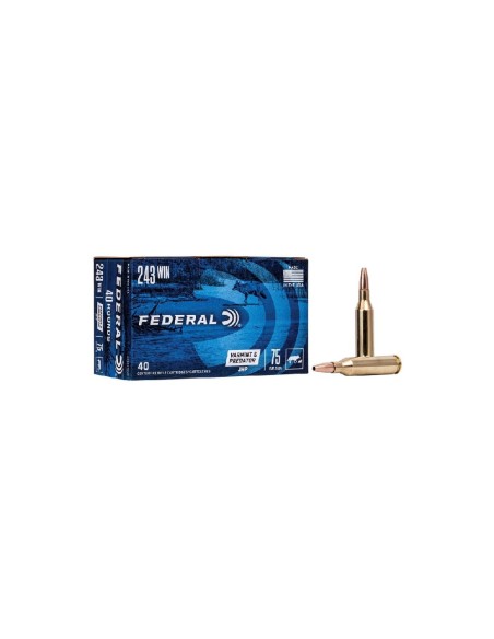 Munición metálica Federal Varmint & Predator  -  243 Win.  -  75 grains  -  JHP