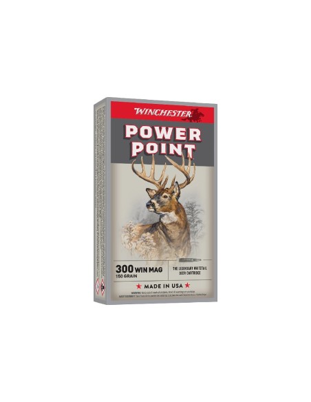 Munición metálica Winchester 300 Win Mag  -  Power - Point  -  150 grains