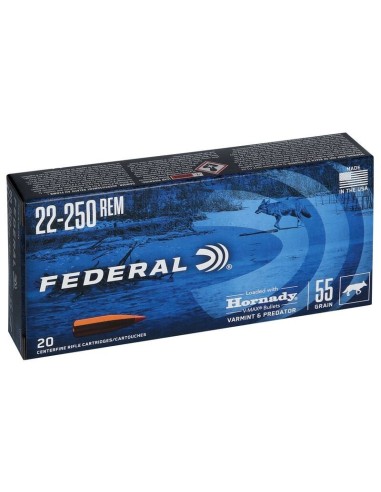 Munición metálica FEDERAL Varmint & Predator Hornady V-Max - 22-250 Rem. - 55 grains