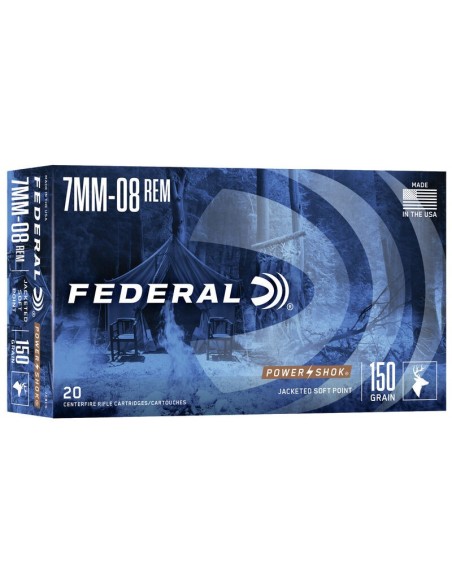 Munición metálica FEDERAL Power-Shok - 7mm-08 - 150 grains - SP